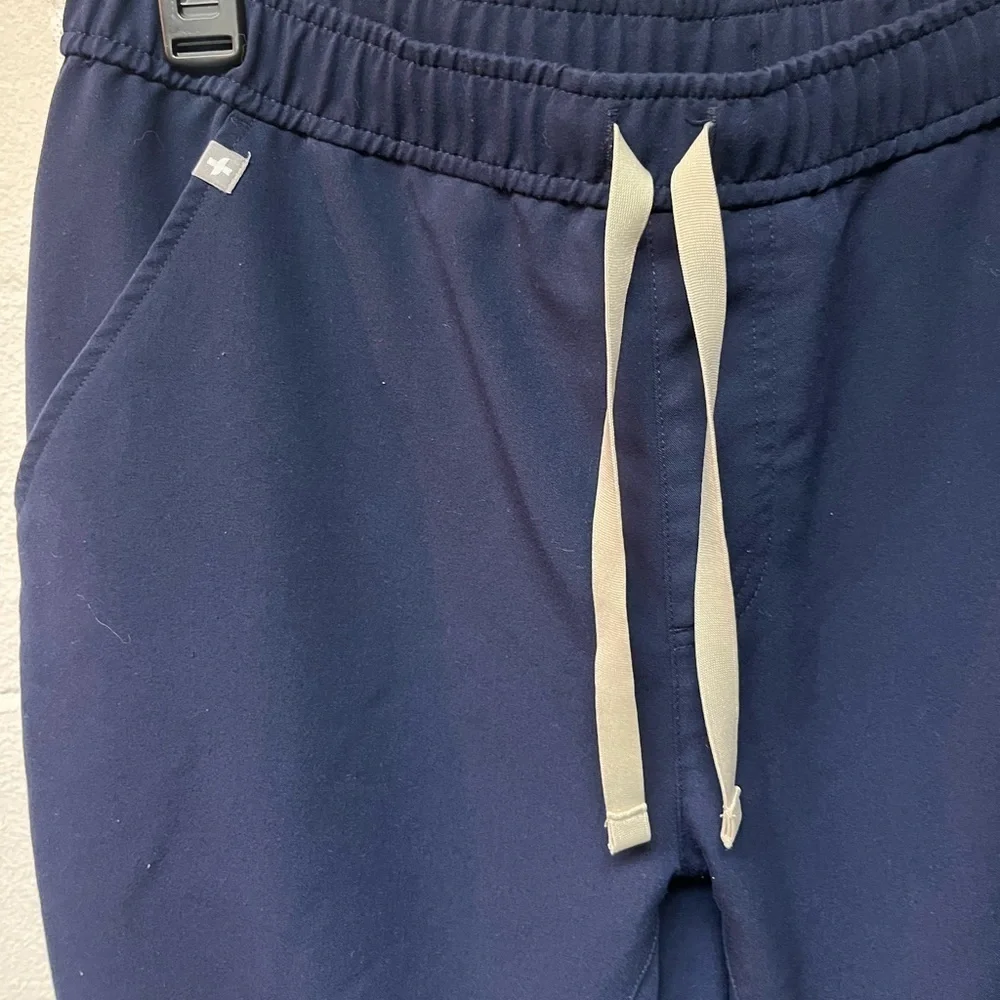 Figs Blue Joggers with Elastic Waistband and Tapered Legs